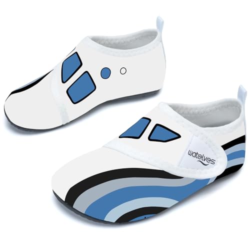 Badeschuhe Strandschuhe Schwimmschuhe Wasserschuhe Junge Baby Aquaschuhe Schnell Trocknend Barfuss Schuh für Kinder Beach Pool（Flugzeuge Weiß 20/21） von WateLves