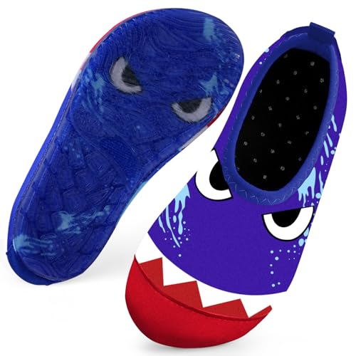 Badeschuhe Strandschuhe Schwimmschuhe Wasserschuhe Junge Baby Aquaschuhe Schnell Trocknend Barfuss Schuh für Kinder Beach Pool（Großer Hai Blau 32/33） von WateLves