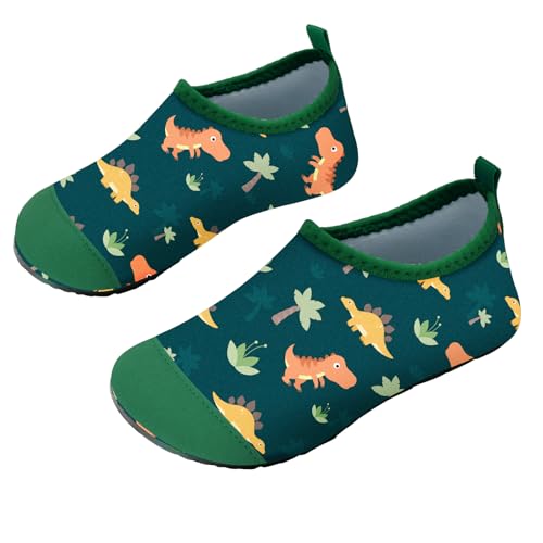 Kinder Badeschuhe Schwimmschuhe Wasserschuhe Mädchen Baby Strandschuhe Aquaschuhe Schnell Trocknend für Beach Pool(Grüner Dinosaurier,30/31 EU) von WateLves