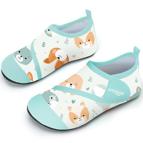 Badeschuhe Strandschuhe Schwimmschuhe Wasserschuhe Junge Baby Aquaschuhe Schnell Trocknend Barfuss Schuh für Kinder Beach Pool（Hund Grün 32/33） von WateLves