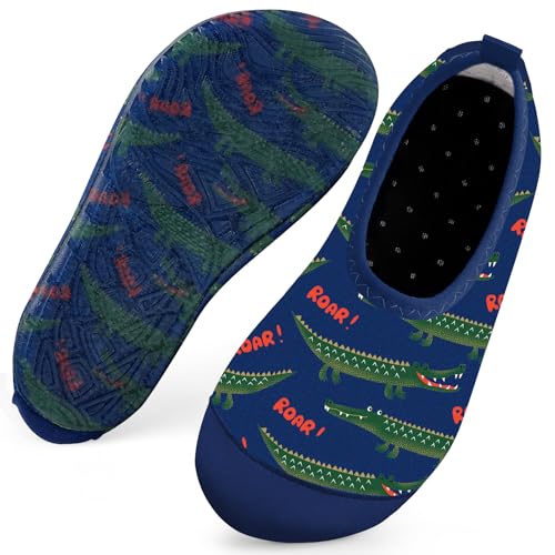 Badeschuhe Strandschuhe Schwimmschuhe Wasserschuhe Junge Baby Aquaschuhe Schnell Trocknend Barfuss Schuh für Kinder Beach Pool（Krokodil Dunkelblau 16/17） von WateLves