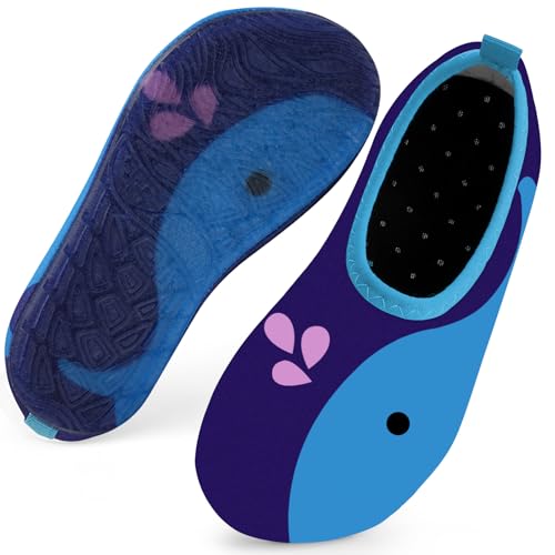 Badeschuhe Strandschuhe Schwimmschuhe Wasserschuhe Junge Baby Aquaschuhe Schnell Trocknend Barfuss Schuh für Kinder Beach Pool（Wale Blau 22/23） von WateLves