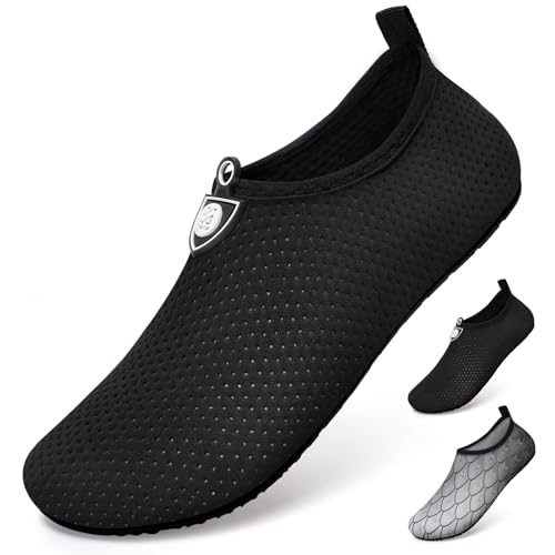 Badeschuhe Strandschuhe Wasserschuhe Aquaschuhe Schwimmschuhe Surfschuhe Wassersport Beach Pool Surfen Yoga für Damen Herren, Kd.schwarz, 37/38 EU (Asian: 38/39) von WateLves