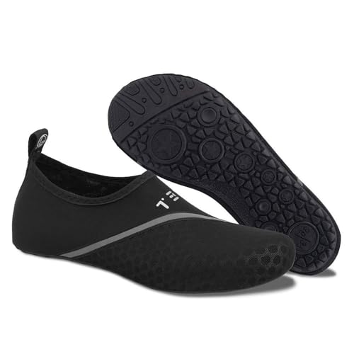 Badeschuhe Strandschuhe Wasserschuhe Aquaschuhe Schwimmschuhe Surfschuhe Wassersport Beach Pool Surfen Yoga für Damen Herren, Xb.black, 39/40 EU (Asian: 40/41) von WateLves