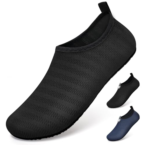WateLves Wasserschuhe für Damen Herren Kinder Unisex Badeschuhe Schwimmschuhe Strandschuhe Schnelltrockend Aquaschuhe Surfschuhe Barfuss Schuhe X Tw Schwarz 46/47 EU von WateLves