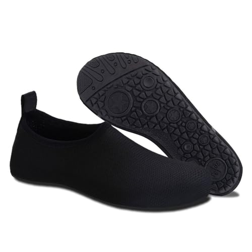 WateLves Badeschuhe Damen Herren Wasserschuhe Schwimmschuhe Strandschuhe Aquaschuhe Surfschuhe für Meer(Xbl.Schwarz, 42/43 EU) von WateLves