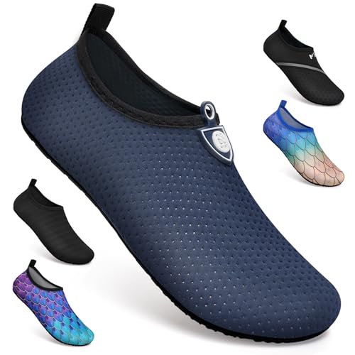 Badeschuhe Strandschuhe Wasserschuhe Aquaschuhe Schwimmschuhe Surfschuhe Wassersport Beach Pool Surfen Yoga für Damen Herren, Kd.marine, 43/44 EU (Asian: 44/45) von WateLves