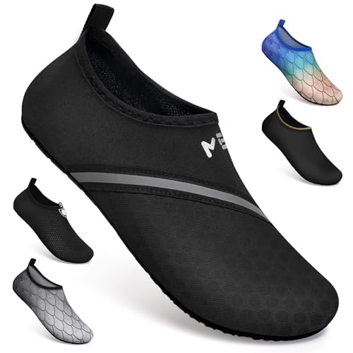 Badeschuhe Strandschuhe Wasserschuhe Aquaschuhe Schwimmschuhe Surfschuhe Wassersport Beach Pool Surfen Yoga für Damen Herren, Xb.black, 37/38 EU (Asian: 38/39) von WateLves