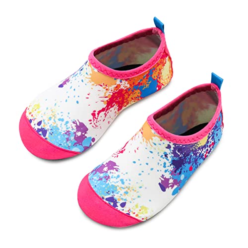 Badeschuhe Wasserschuhe Strandschuhe Mädchen Junge Schwimmschuhe Barfußschuhe rutschfeste Surfschuhe Sportschuhe Kleinkind Schwimmbad(Splash Colour,26/27 EU) von WateLves