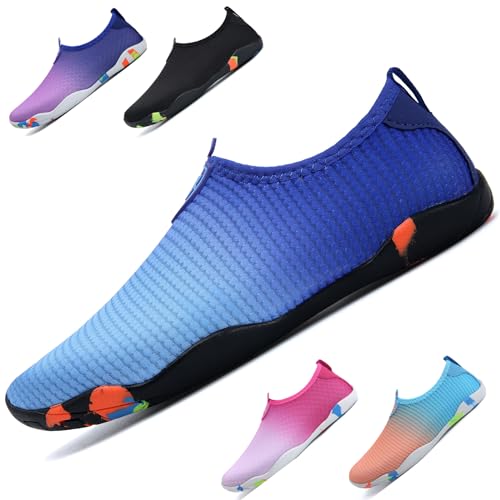 WateLves Badeschuhe Damen Herren Wasserschuhe Schwimmschuhe Strandschuhe Aquaschuhe Schnell Trocknend Surfschuhe Unisex Sommer(Blau 37) von WateLves