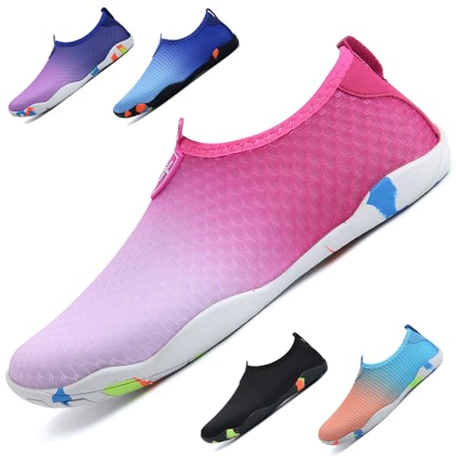 WateLves Badeschuhe Damen Herren Wasserschuhe Schwimmschuhe Strandschuhe Aquaschuhe Schnell Trocknend Surfschuhe Unisex Sommer(Rosa 36) von WateLves