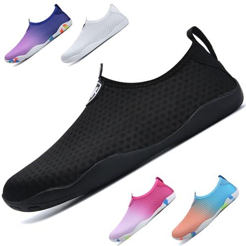 WateLves Badeschuhe Damen Herren Wasserschuhe Schwimmschuhe Strandschuhe Aquaschuhe Schnell Trocknend Surfschuhe Unisex Sommer(Schneeflocke Schwarz 37) von WateLves