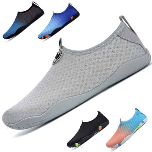 WateLves Badeschuhe Damen Herren Wasserschuhe Schwimmschuhe Strandschuhe Aquaschuhe Schnell Trocknend Surfschuhe Unisex Sommer(Schneeflocken Grau 42) von WateLves