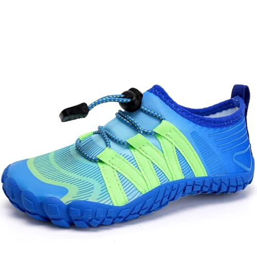 Barfußschuhe Kinder Barfussschuhe Wasserschuhe Junge Badeschuhe Barfuß Schuhe Aquaschuhe Schwimmschuhe Strandschuhe rutschfeste Schnell Trocknend（BlauGrün 34EU） von WateLves