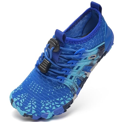 Barfußschuhe Kinder Barfussschuhe Wasserschuhe Junge Badeschuhe Barfuß Schuhe Aquaschuhe Schwimmschuhe Strandschuhe rutschfeste Schnell Trocknend（MC Blau 34） von WateLves