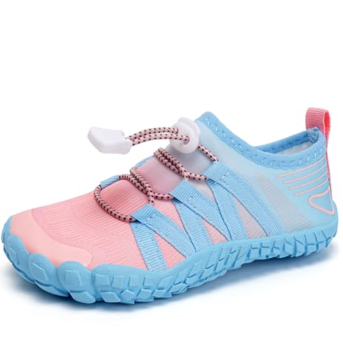 Barfußschuhe Kinder Barfussschuhe Wasserschuhe Mädchen Badeschuhe Barfuß Schuhe Aquaschuhe Schwimmschuhe Strandschuhe rutschfeste Schnell Trocknend（RosaBlau 31EU） von WateLves