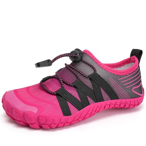 Barfußschuhe Kinder Barfussschuhe Wasserschuhe Mädchen Badeschuhe Barfuß Schuhe Aquaschuhe Schwimmschuhe Strandschuhe rutschfeste Schnell Trocknend（Schwarze Rose 28EU） von WateLves