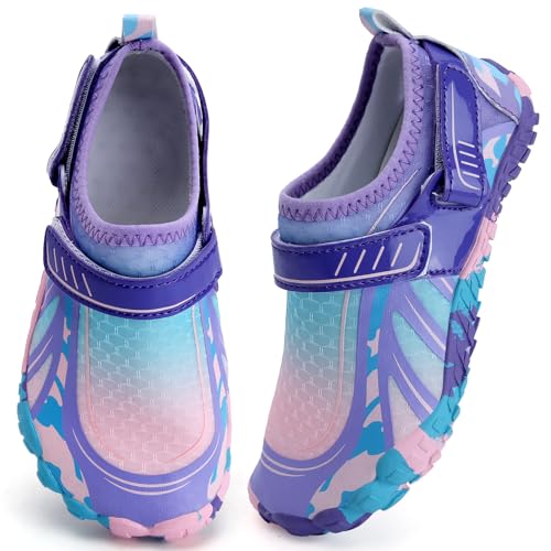 Barfußschuhe Kinder Barfussschuhe Wasserschuhe Mädchen Badeschuhe Barfuß Schuhe Aquaschuhe Schwimmschuhe Strandschuhe rutschfeste Schnell Trocknend（Violett 29） von WateLves