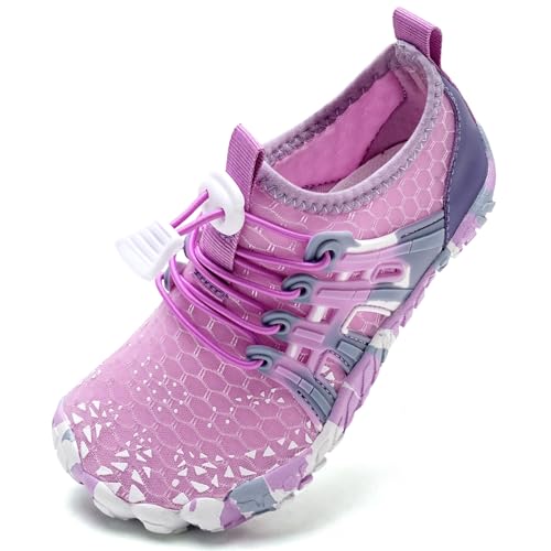 Barfußschuhe Kinder Barfussschuhe Wasserschuhe Mädchen Badeschuhe Barfuß Schuhe Aquaschuhe Schwimmschuhe Strandschuhe rutschfeste Schnell Trocknend（Violett 31EU） von WateLves