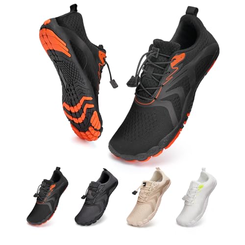 Barfußschuhe Traillaufschuhe Herren Damen Wasserschuhe Bades Barfusss Schwimms Strands Schnell Trocknend Atmungsaktiv rutschfest Unisex(Schwarz 38)-1 von WateLves