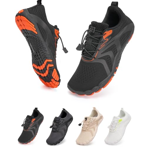 Barfußschuhe Traillaufschuhe Herren Damen Wasserschuhe Bades Barfusss Schwimms Strands Schnell Trocknend Atmungsaktiv rutschfest Unisex(Schwarz 44)-1 von WateLves