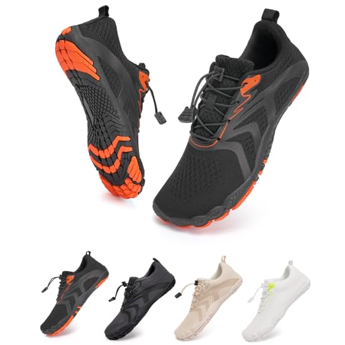 Barfußschuhe Traillaufschuhe Herren Damen Wasserschuhe Bades Barfusss Schwimms Strands Schnell Trocknend Atmungsaktiv rutschfest Unisex(Schwarz 46)-1 von WateLves