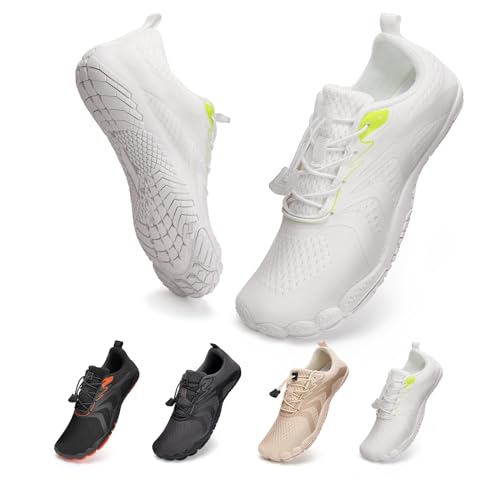 Barfußschuhe Traillaufschuhe Herren Damen Wasserschuhe Bades Barfusss Schwimms Strands Schnell Trocknend Atmungsaktiv rutschfest Unisex(Weiß 40)-1 von WateLves