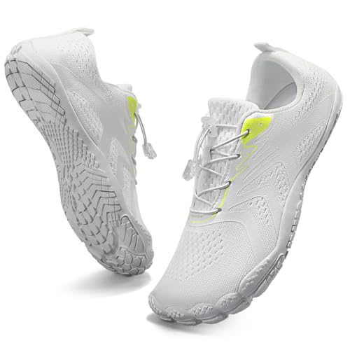 Barfußschuhe Wasserschuhe Herren Damen Fitnessschuhe Zehen Training Outdoor Barfuss Wanderschuh Atmungsaktiv Schnell Trocknend Badeschuhe(Weiß 41) von WateLves