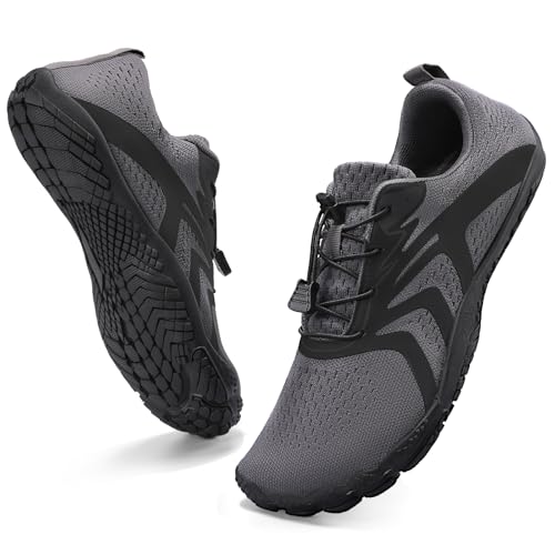 Barfußschuhe Wasserschuhe Herren Damen Fitnessschuhe Zehen Training Outdoor Barfuss Wanderschuh Atmungsaktiv Schnell Trocknend Badeschuhe(dunkelgrau 39) von WateLves
