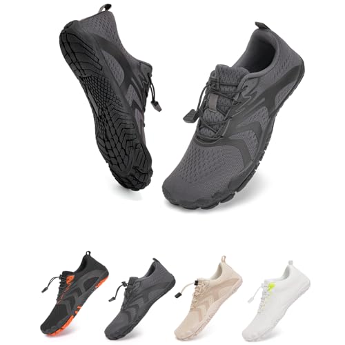 Barfußschuhe Traillaufschuhe Herren Damen Wasserschuhe Bades Barfusss Schwimms Strands Schnell Trocknend Atmungsaktiv rutschfest Unisex(dunkelgrau 41)-1 von WateLves