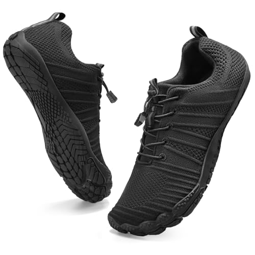 Barfußschuhe Wasserschuhe Herren Damen Fitnessschuhe Zehen Training Outdoor Barfuss Wanderschuh Atmungsaktiv Schnell Trocknend Badeschuhe Alle schwarz 47 von WateLves