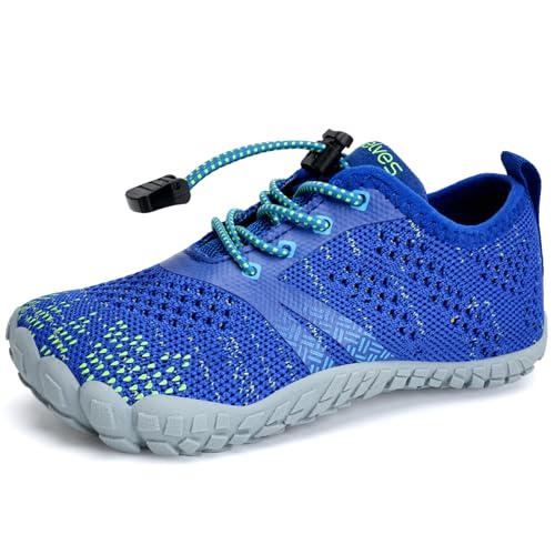 Barfussschuhe Kinder Jungen Barfußschuhe Wasserschuhe Aqua Badeschuhe für Strand Pool Schnell Trocknen Wassersport Rrutschfester（Blau 33 von WateLves