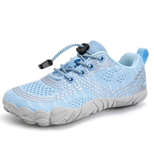 Barfußschuhe Wasserschuhe Kinder Jungen Mädchen Kinder Aqua Schwimmen Nass Riff Schuhe für Strand Pool Wasser Sport Non-Slip Schnell Trocknen（Blau-Grau 31） von WateLves