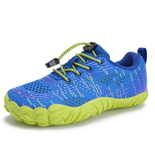 Barfußschuhe Wasserschuhe Kinder Jungen Mädchen Kinder Aqua Schwimmen Nass Riff Schuhe für Strand Pool Wasser Sport Non-Slip Schnell Trocknen（Blau-Grün 27） von WateLves