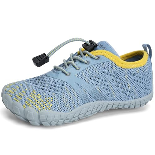 Barfussschuhe Kinder Jungen Barfußschuhe Wasserschuhe Aqua Badeschuhe für Strand Pool Schnell Trocknen Wassersport Rrutschfester（Himmelblau 28 von WateLves