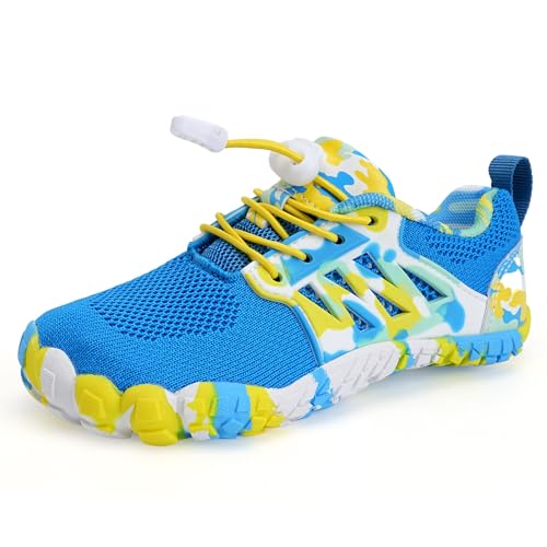 Barfußschuhe Wasserschuhe Kinder Jungen Mädchen Kinder Aqua Schwimmen Nass Riff Schuhe für Strand Pool Wasser Sport Non-Slip Schnell Trocknen（Königsblau 28） von WateLves