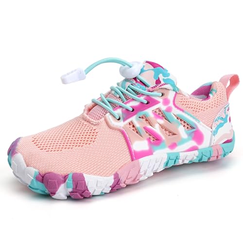 Barfußschuhe Wasserschuhe Kinder Jungen Mädchen Kinder Aqua Schwimmen Nass Riff Schuhe für Strand Pool Wasser Sport Non-Slip Schnell Trocknen(Pfirsich Rosa29) von WateLves