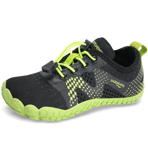 Barfussschuhe Kinder Jungen Barfußschuhe Wasserschuhe Aqua Badeschuhe für Strand Pool Schnell Trocknen Wassersport Rrutschfester（Schwarz Grün 32 von WateLves