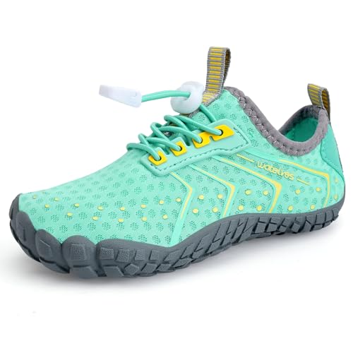Barfußschuhe Wasserschuhe Kinder Jungen Mädchen Kinder Aqua Schwimmen Nass Riff Schuhe für Strand Pool Wasser Sport Non-Slip Schnell Trocknen（Türkis Grau 27 von WateLves