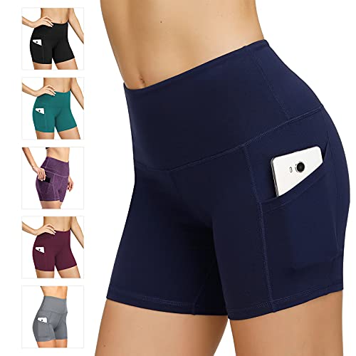 Damen Leggings Yogahosen Sporthose Tights Laufhose High Waist mit Taschen Dehnbar Jogginghose Yoga Sport Fitness Laufen(Marine,XL von WateLves