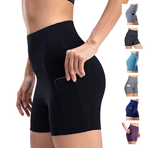 Damen Yoga Shorts Kurze Sporthose Fitness Shorts Cool Atmungsaktiv High Waist Kurze Hose Blickdicht Gym Shorts(Schwarz,S von WateLves