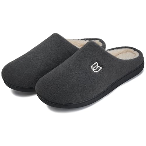 Filzpantoffeln Herren Hausschuhe Pantoffeln im Herbst und Winter Slipper Unisex mit Rutschfest Sohle Filzlatschen(Dunkelgrau, 41.5EU) von WateLves