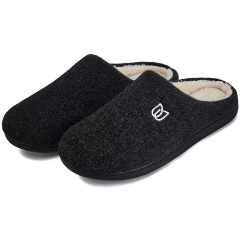 Filzpantoffeln Herren Hausschuhe Pantoffeln im Herbst und Winter Slipper Unisex mit Rutschfest Sohle Filzlatschen(Schwarz, 41.5EU) von WateLves
