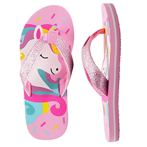 WateLves Flip Flops Kinder Badelatschen Kinder Sommer Zehentrenner Strand Sandalen MäDchen Jungen Unisex(Rosa Einhorn 34 EU) von WateLves