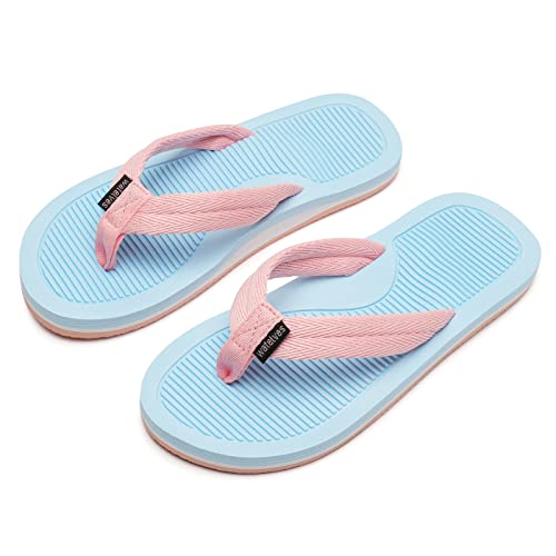 WateLves Flip Flops Kinder Zehentrenner Mädchen Jungen Badelatschen Sommer Strand und Pool Rutschfeste Zehensandalen(Rosa Blau, 32EU) von WateLves