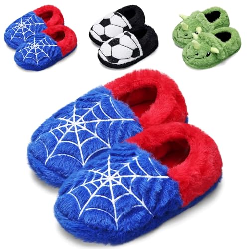 Hausschuhe Kinder Jungen Winter Weiche Wärme Plüsch Pantoffel kinder Pantoffeln Und Rrutschfester Sohle für Innen- und Außenbereich(Cobweb,22/23) von WateLves