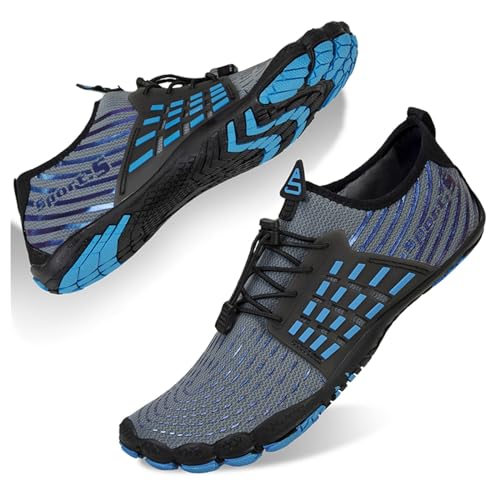 Herren Damen Badeschuhe Strandschuhe Wasserschuhe Schwimmschuhe Aquaschuhe Sommer Surfschuhe Barfußschuhe Schnelltrocknend(Blau,42 EU) von WateLves