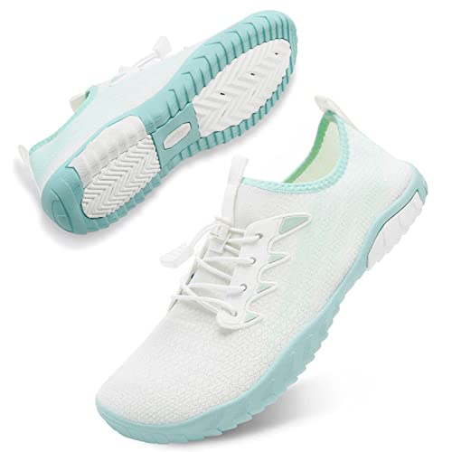 Herren Damen Badeschuhe Strandschuhe Wasserschuhe Schwimmschuhe Aquaschuhe Sommer Surfschuhe Barfußschuhe Schnelltrocknend(Mondgrün,39 EU) von WateLves