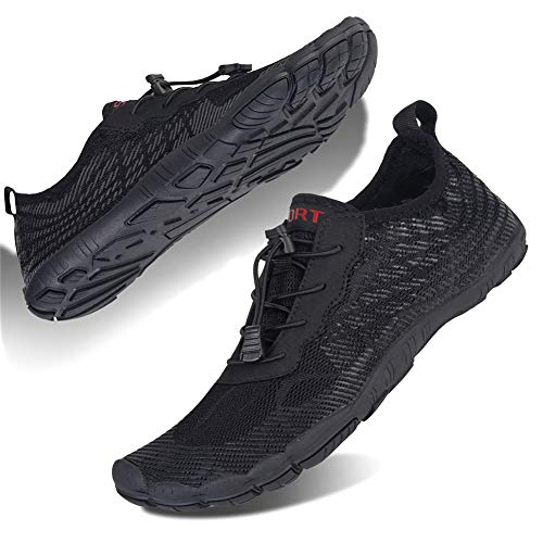 Herren Damen Badeschuhe Strandschuhe Wasserschuhe Schwimmschuhe Aquaschuhe Sommer Surfschuhe Barfußschuhe Schnelltrocknend(Schwarz,37 EU) von WateLves