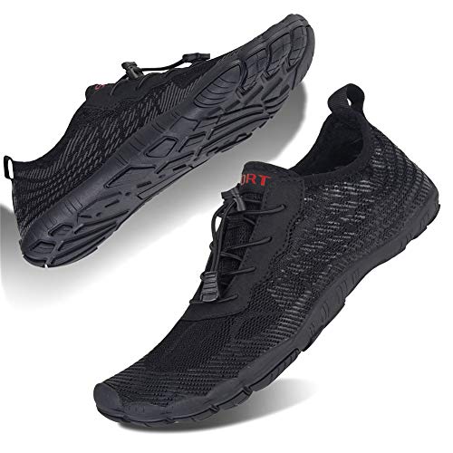 Herren Damen Badeschuhe Strandschuhe Wasserschuhe Schwimmschuhe Aquaschuhe Sommer Surfschuhe Barfußschuhe Schnelltrocknend(Schwarz,39 EU) von WateLves